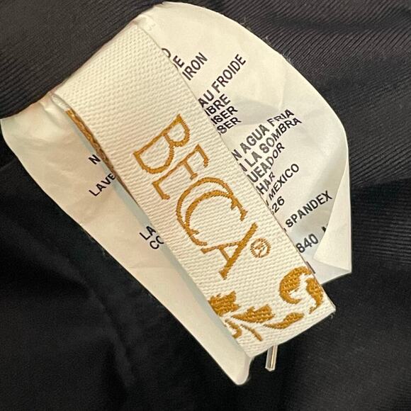 BECCA Black Asymmetrical Neckline One-Piece‎ Swimsuit Sz M Open Tie Back Beach - Picture 4 of 5